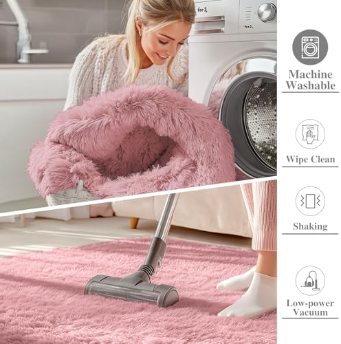 OLANLY 5x7 Machine Washable Large Area Rugs for Living Room, Bedroom, Soft Fluffy Shaggy Bedside Rug, Indoor Floor Carpet for Kids Girls and Boys, Dorms, Nursery, Home Decor Aesthetic, Pale Pink - Image 2