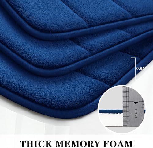 BYSURE Navy Blue Memory Foam Bath Mats Extra Long - Image 5