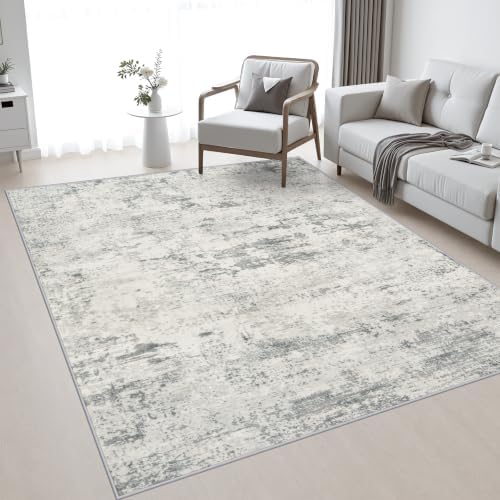 5x7 Area Rug Living Room: Modern Washable Indoor Soft Carpet Gray by FXRHLP