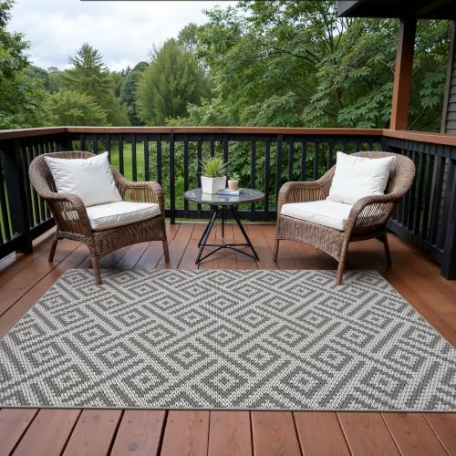 GENIMO Outdoor Rug, Waterproof Plastic Rugs for Patio, 5'x8' Cloud Grey - Image 3