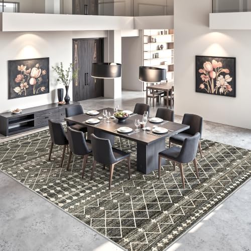 Miukiki 8x10 Area Rug for Living Room, Washable Soft Non Slip Rug Black - Image 7