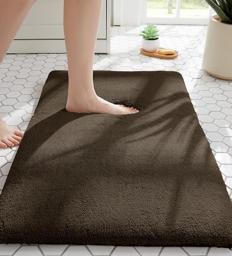 MINIDEAR Bathroom Rugs 36x24 Brown - Thick Memory Foam Bath Mat, Ultra Soft & Plush Fluffy, Non-Slip, Quick Dry, Absorbent Washable Floor Microfiber Mat for Tub, Home Decor Accessories by MINIDEAR