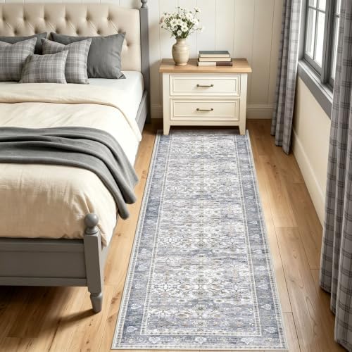 KUTA Vintage Washable Hallway Runner 2x8 Runners for Hallways Grey Blue - Image 3