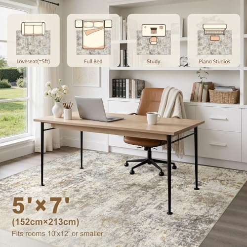 kakania Washable 5x7 Area Rug for Living Room: Abstract Modern Home Decor - Image 2