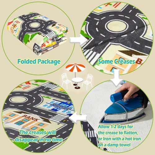 6'x9' Car Rug Play Mat for Kids, Road Traffic Playmat for Kids Room - Image 6