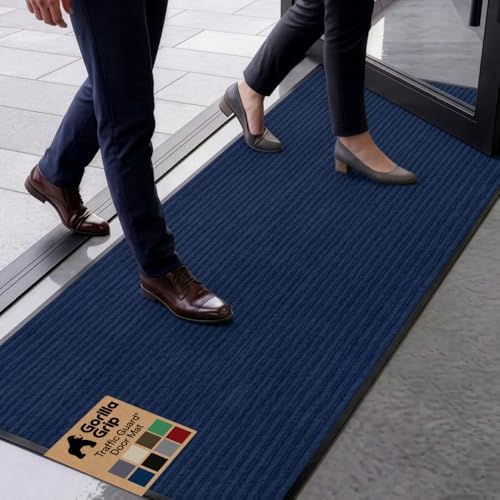 GORILLA GRIP Traffic Guard Indoor Outdoor Heavy Duty Door Mat, 59x24 Blue by GorillaGrip
