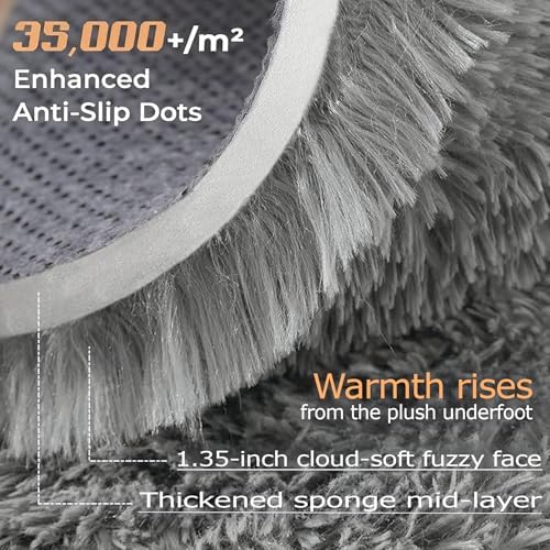 8x10 Area Rugs for Living Room: Fluffy Shag Soft Washable Rug Large Fuzzy Plush Indoor Carpet for Bedroom Nursery Playroom Kids Girls Boys Room (Grey, 8'x10') - Image 4