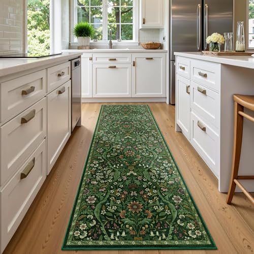 2x6 Floral Runner Rug for Kitchen Washable Hallway Runner Rug by NakedCloud