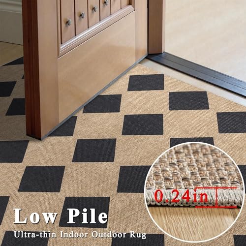 Checkered Easy Jute Rug 3x5 Outdoor Rug for Entryway Porch - Image 4