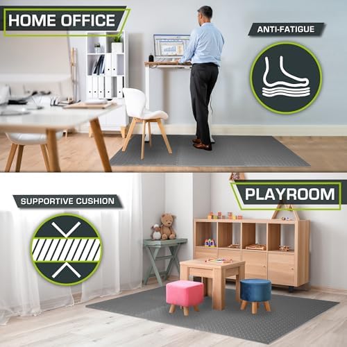 ProsourceFit Exercise Puzzle Mat 1/2-inch, EVA Interlocking Foam Floor Tiles for Home Gym, Workout Equipment, Kids Play Areas, Gray, 96 SQ FT - 24 Tiles - Image 4