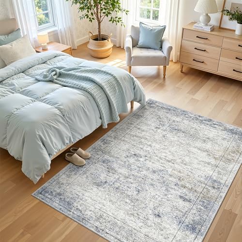 4x6 Area Rug for Entryway,Washable Kitchen Rug,Blue - Image 5