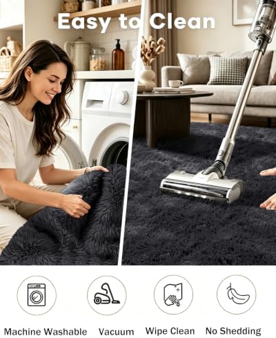 Smiry Area Rugs for Living Room Bedroom 4x5.9 ft, Fluffy Washable Carpet - Image 4