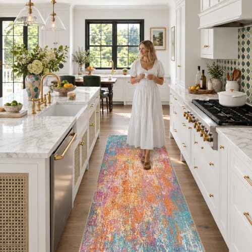 RELEANY Washable Runner 2'x6' Abstract Area Rug for Hallway Starlight - Image 2