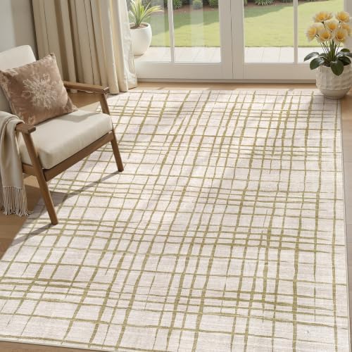 UERMEI 9x12 Area Rug Living Room Rugs Washable Neutral Green Brown Carpet - Image 7