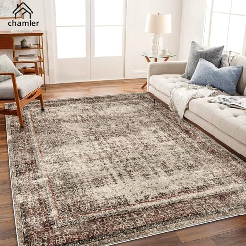 chamler 5x7 Washable Area Rug Vintage Traditional Floor Cover Foldable Thin Kitchen Accent Indoor Distressed Non Slip Carpet Rugs for Bedroom Living Room Bathroom - Image 2