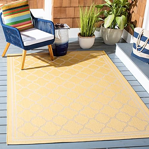 SAFAVIEH Courtyard Collection 4' x 5'7" Gold/Beige CY6918 Trellis Indoor/ Outside Waterproof Easy cleansingPatio Backyard Mudroom Area Mat - Image 7