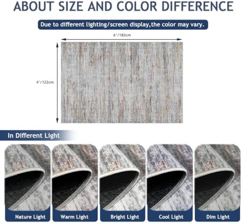 4x6 Rug - Stain Resistant Abstract Washable Rugs, Anti Slip Area Rugs for Living Room,Modern Low Pile Carpet with Rubber Backing Home Decor Small Area Rug - Image 2