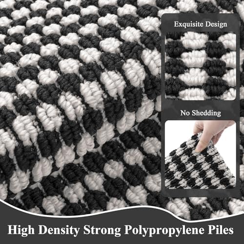 Ileading Laundry Room Runner Rug 2x5ft Non Slip Farmhouse Kitchen Floor Mats with Rubber Backing Machine Washable Indoor Doormat Low-Profile Carpet for Hallway Entryway(Black&White) - Image 3