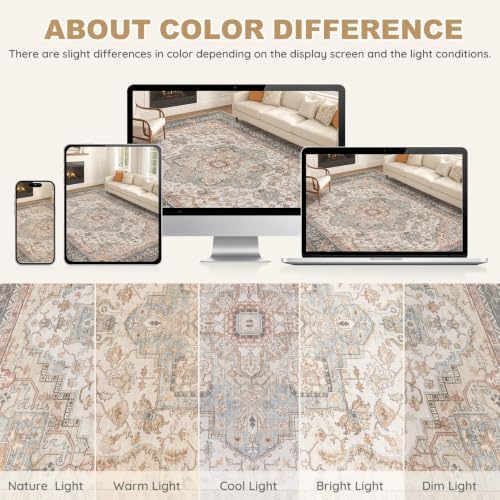 EIEIHOUSE Washable 12x15 Area Rugs for Living Room Forest Green Orange - Image 7