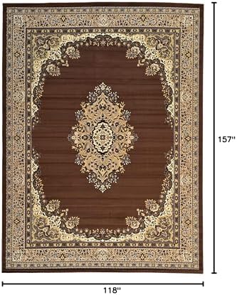 Unique Loom Reza Collection Traditional Persian Style Area Rug, 9 ft 10 in x 13 ft, Brown/Ivory - Image 2