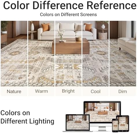 befbee 10x14 Area Rugs for Living Room, Washable Vintage Non Slip Rug Brown - Image 6