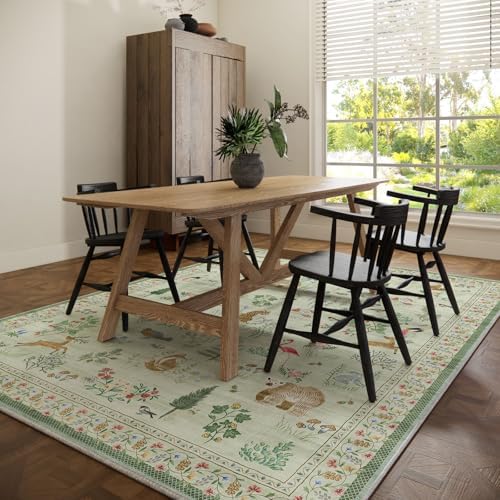 8x10 Area Rugs for Living Room: Washable Bedroom Rug Vintage Rugs Stain Resistant Non Slip Low Pile Soft Lightweight Carpet for Kitchen Dining Room Farmhouse Entryway Nursery Kids Room Playroom - Image 6