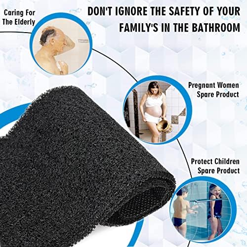 godehone Shower Mats Non Slip Without Suction Cups, PVC Loofah Bathroom Mats, Loofah Mats for Shower and Bathroom, Quick Drying, 23.6× 34.6 Inch, Black - Image 3