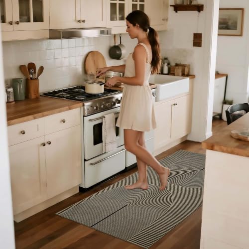 Non-Slip Jute Rug for Entryway: 3x5 Outdoor Mat - Black Curve Pattern - Image 4