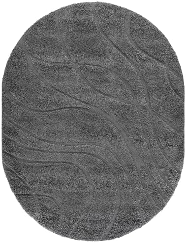 SAFAVIEH Florida Shag Collection Area Rug - 6' x 8' Oval, Grey & Grey, Non-Shedding & Easy Cleaning, Plush Thick Pile, Ideal for Living Room, Bedroom, Dining Space (SG471-8080) - Image 2