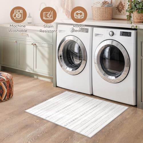 Nakagishi Boho 2x3 Washable Area Rug Non Slip Carpet for Entryway Gray - Image 3