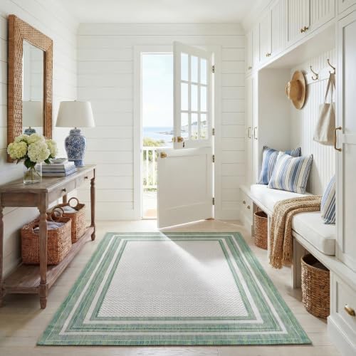 SAFAVIEH Courtyard Outdoor Area Rug 6'7"x9'6", Ivory & Green CY8475-55712 by Unknown