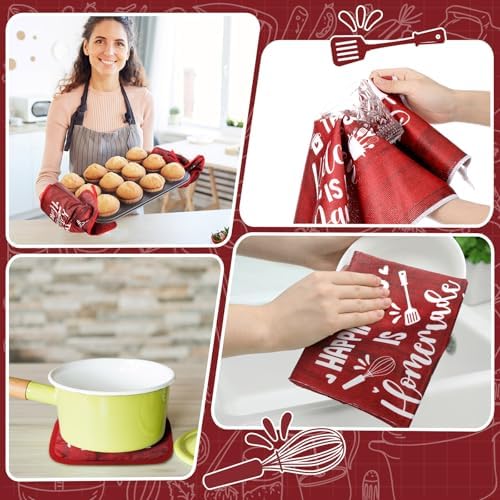 Fourluoo 10 Pcs Red Kitchen Decor and Accessories Set - Image 6