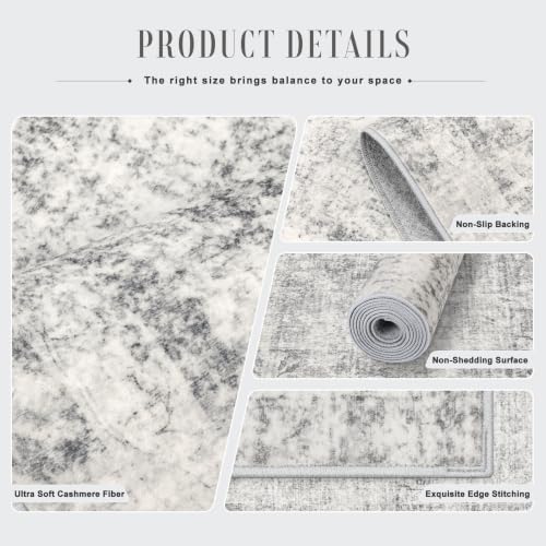 Area Rug Living Room: 4x4 Modern Washable Soft Carpet Black Grey - Image 7