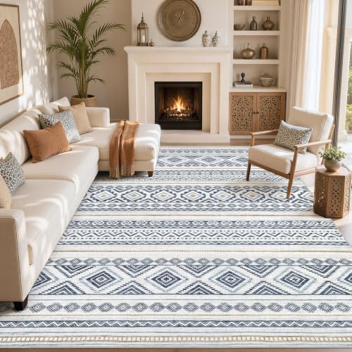 cotiled Boho 9x12 Area Rug for Living Room: Large Moroccan Washable Rug by COTILED