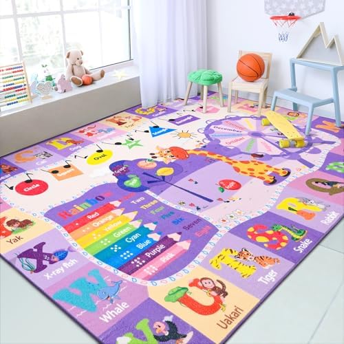 Chicrug 5x7 ABC Kids Rug for Classroom, Washable Non Slip Playroom Play Mat by ChicrugHomeDecor