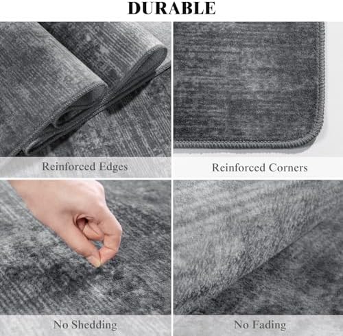 3x5 Washable Area Rug, Gray Solid Area Rugs for Living Room & Bedroom - Image 6