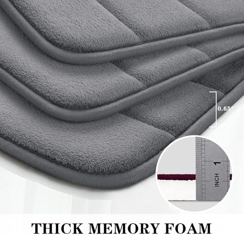BYSURE Dark Grey Memory Foam Bath Mats Extra Long - Image 5