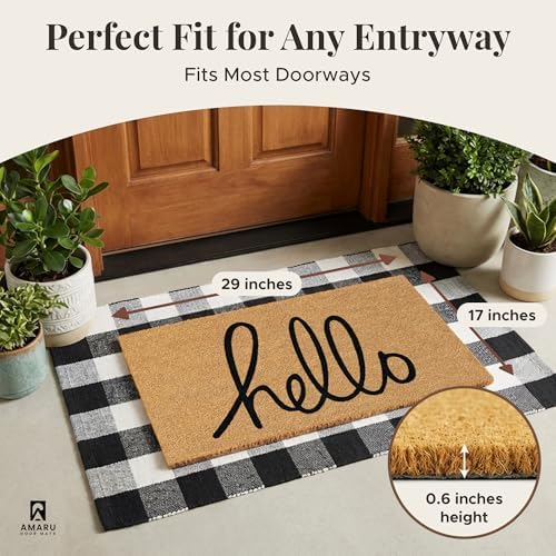 Coir Welcome Mat, Non-Slip, Hello Classic, 17 x 29 in - Image 3