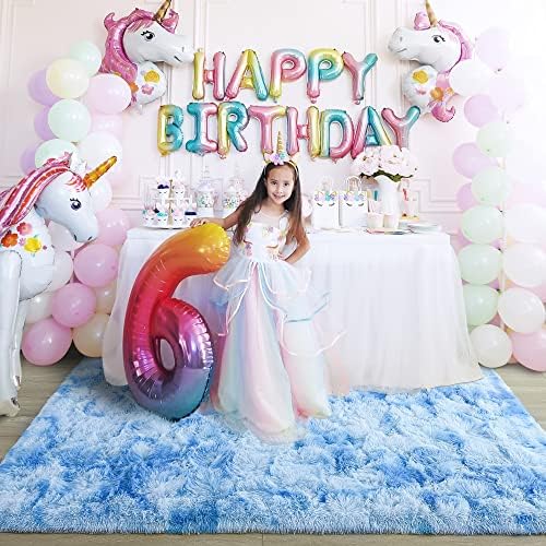 5x7 Tie-Dyed Blue Fluffy Soft Area Rug Non-Slip for Kids Bedroom Nursery - Image 4