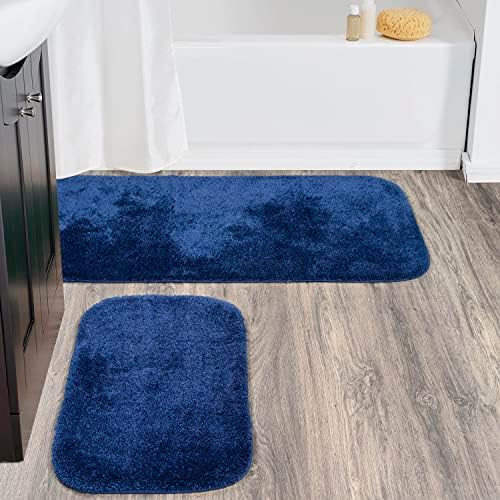 Garland Rug Traditional Nylon Washable Navy 2 Bath Rugs (21" X 34", 22" X 60") - Soft, Absorbent, and Stylish for Your Bathroom - Image 2