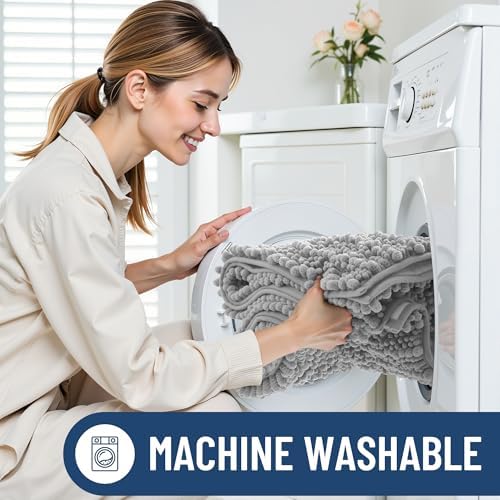Smiry Bathroom Toilet Rugs U Shaped 24X20, Chenille Bath mats for Toilet - Image 6