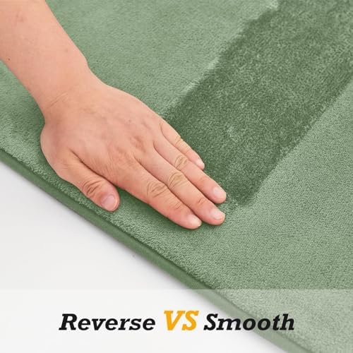HUXMEYSON Bathroom Rugs Sets 2 Piece, Non-Slip & Quick Dry Bath Mat Set, Ultra Soft Velvet Bath Rugs for Bathroom, Toilet and Shower Floor, Grey Green - Image 3