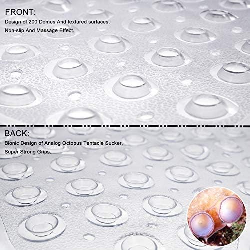TEESHLY Bathtub Mats for Shower Tub, Extra Long Non-Slip 39 x 16 Inch Bath Mat with Drain Holes and Suction Cups, BathMat for Bathroom with Machine Washable (Clear) - Image 3