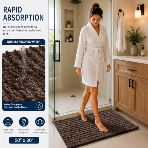 Yimobra Brown Bathroom Rug Set 3 Piece, Super Water Absorbent Bath Mat Set - Image 3