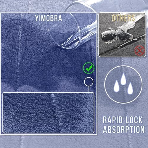 Yimobra Memory Foam Bathroom Mat Set, 24 x 17 & 24 x 20 in, Navy Blue - Image 4
