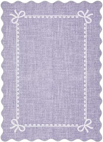 GarveeHome Scalloped Bow Rug 9x12 Washable Purple Rugs for Girls Bedroom - Image 4