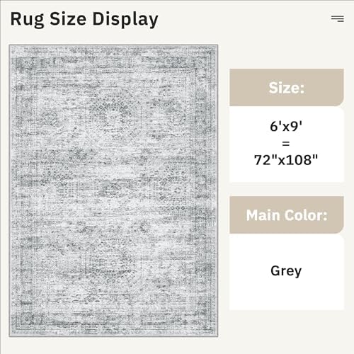Soalmost 6x9 Area Rug for Living Room Washable Rugs Non-Slip Grey - Image 4