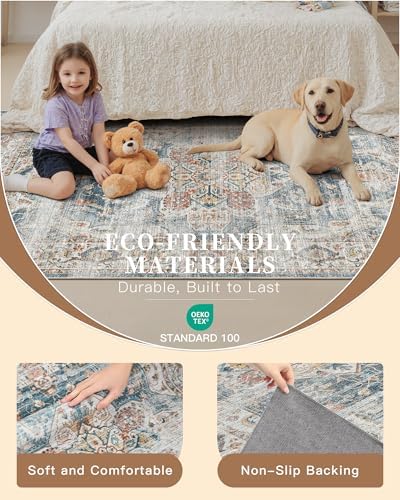 Madane Washable Runner Rugs 2x10 Long for Hallway Kitchen, Navy - Image 5