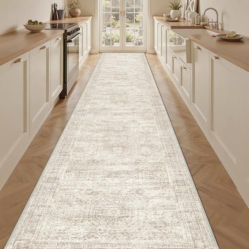 3x14 Runner Rug Non Slip,Washable Hallway Runner Rug,Beige - Image 3