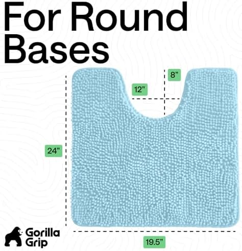 GORILLA GRIP Chenille Bath Rug Mat for Square Toilet Base, 24x19 Sky Blue - Image 2